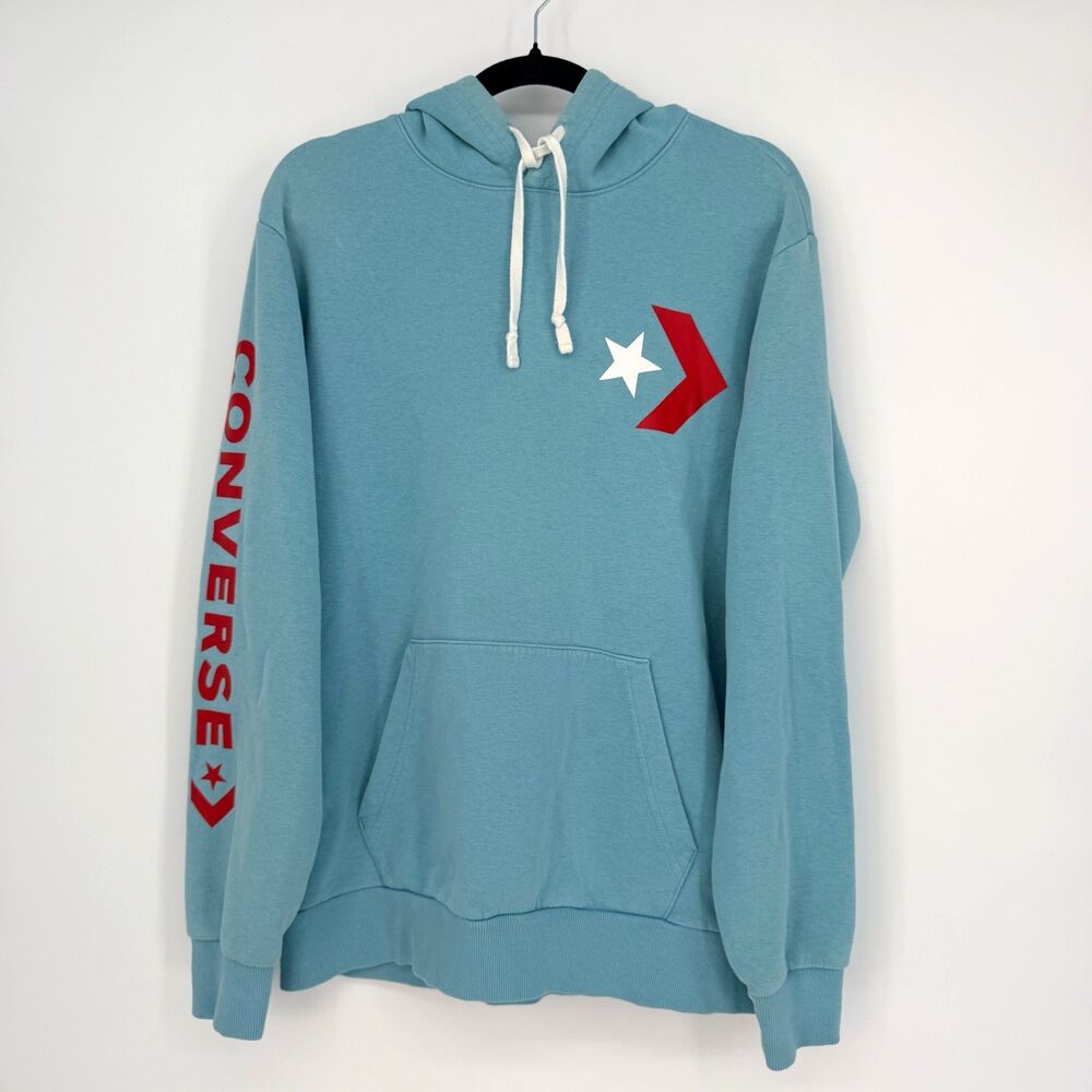 Converse Mens Graphic Hoodie Size M Blue Long Sleeve Streetwear Skater Casual